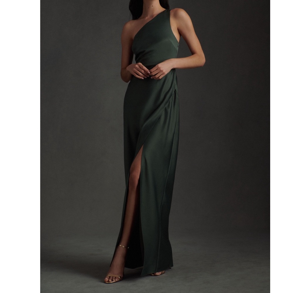 BHLDN Dylan Satin Charmeuse Maxi Dress in Forest
